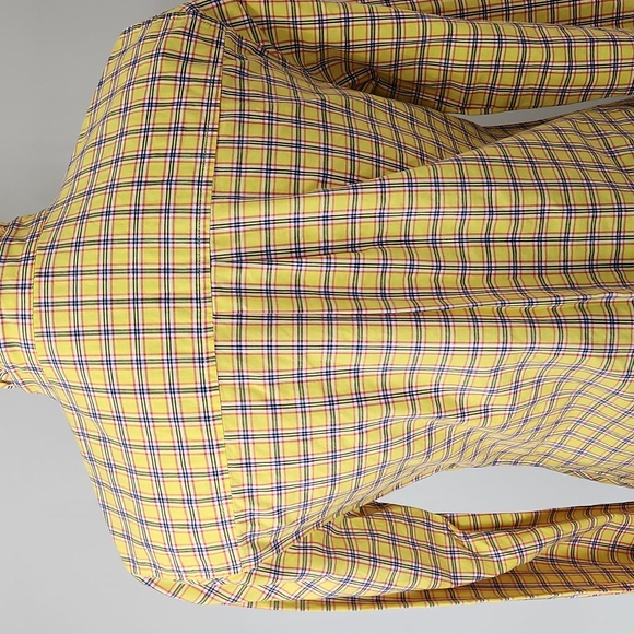 NWT J.Crew XS Yellow Plaid Ruffleneck Tuxedo Bib Blouse - Preppy Ruffle Shirt - Picture 6 of 12